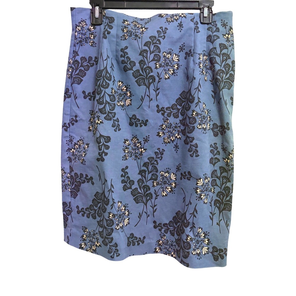 Boden Floral Pencil Skirt Blue Floral Knee Length Cotton Blend 10L
